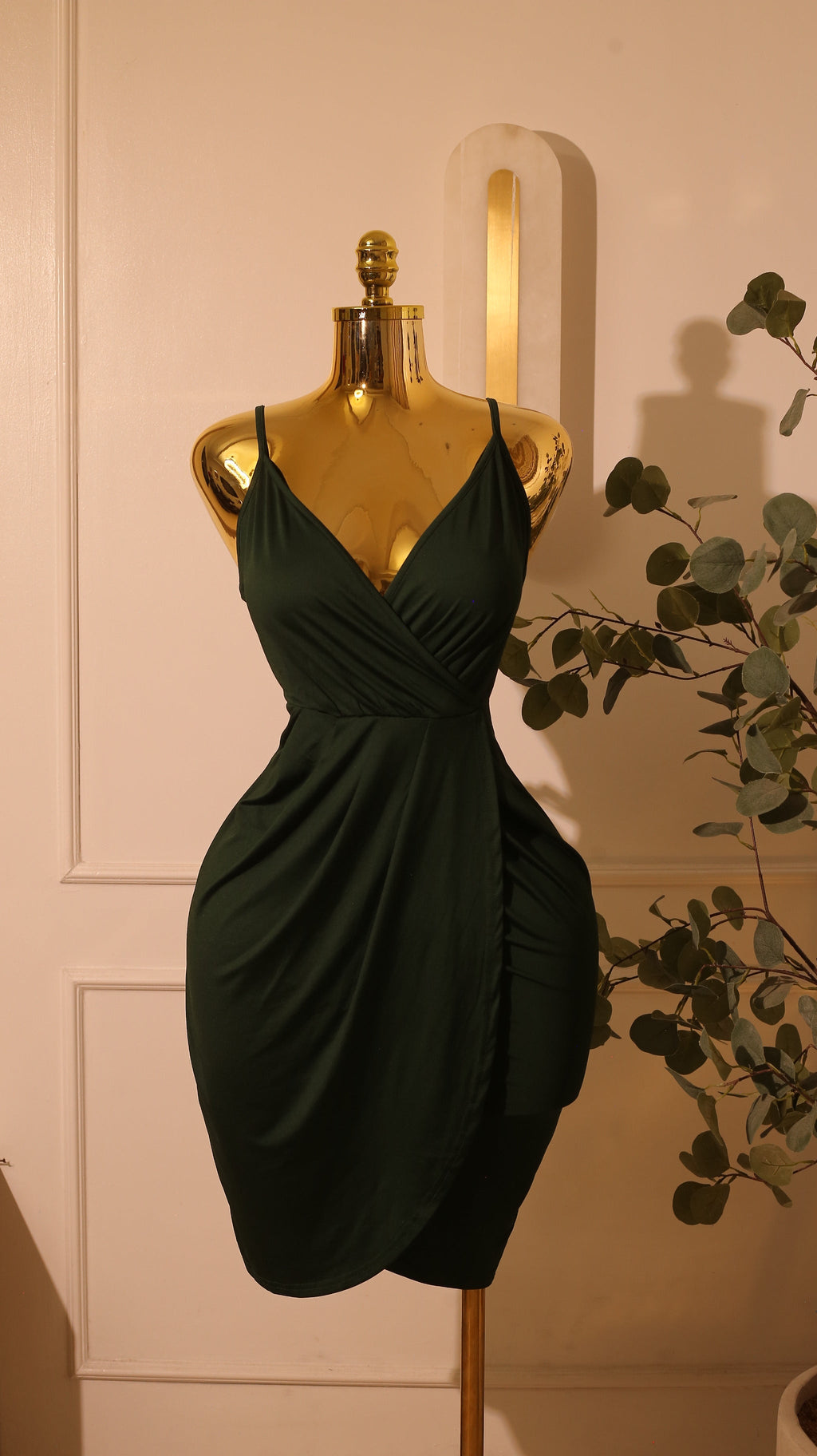 Emerald Green Satin Wrap Maxi Dress – Large