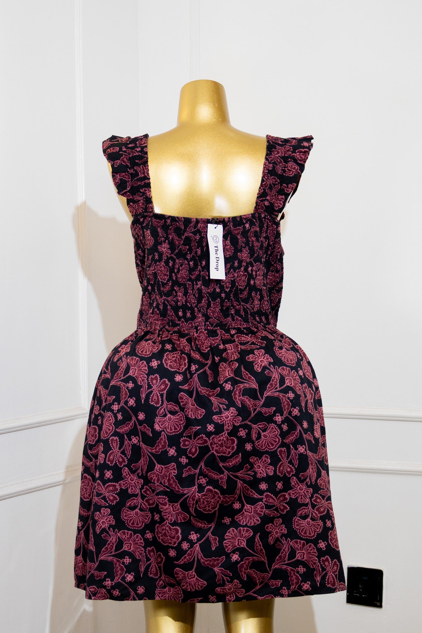 Floral Square-Neck Smocked Dress
