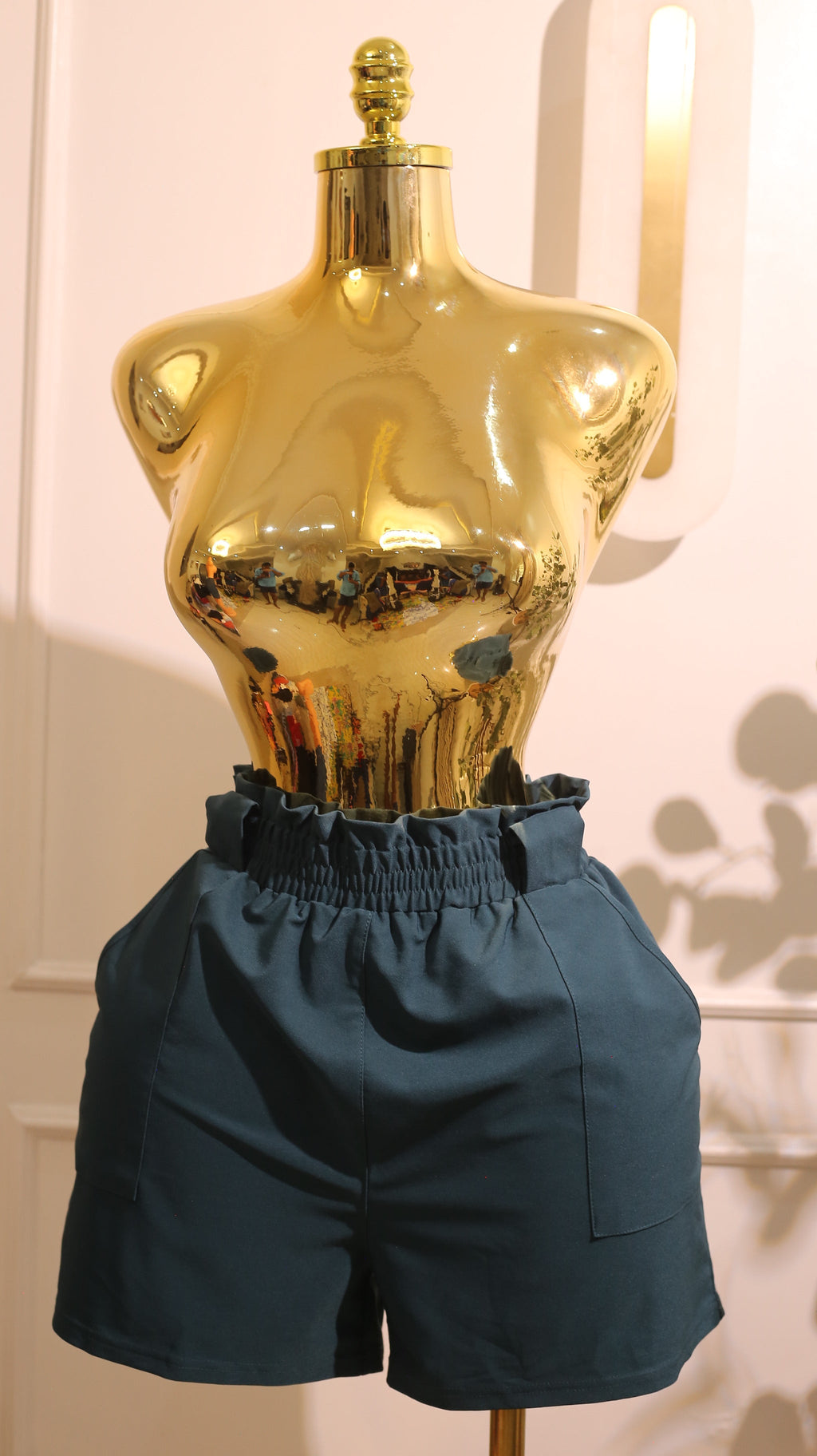 Forest green French Terry shorts with a high