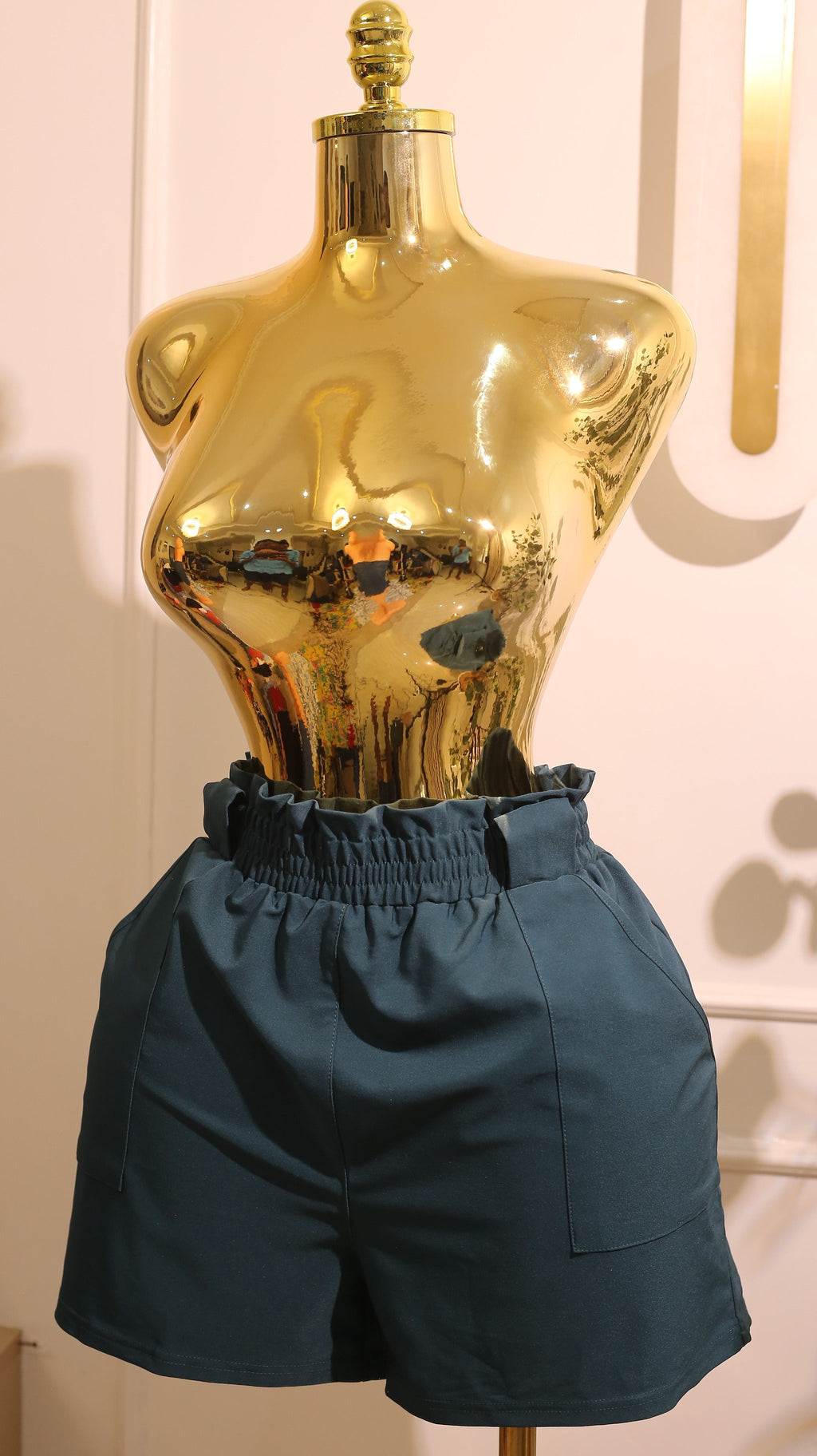 Forest green French Terry shorts with a high