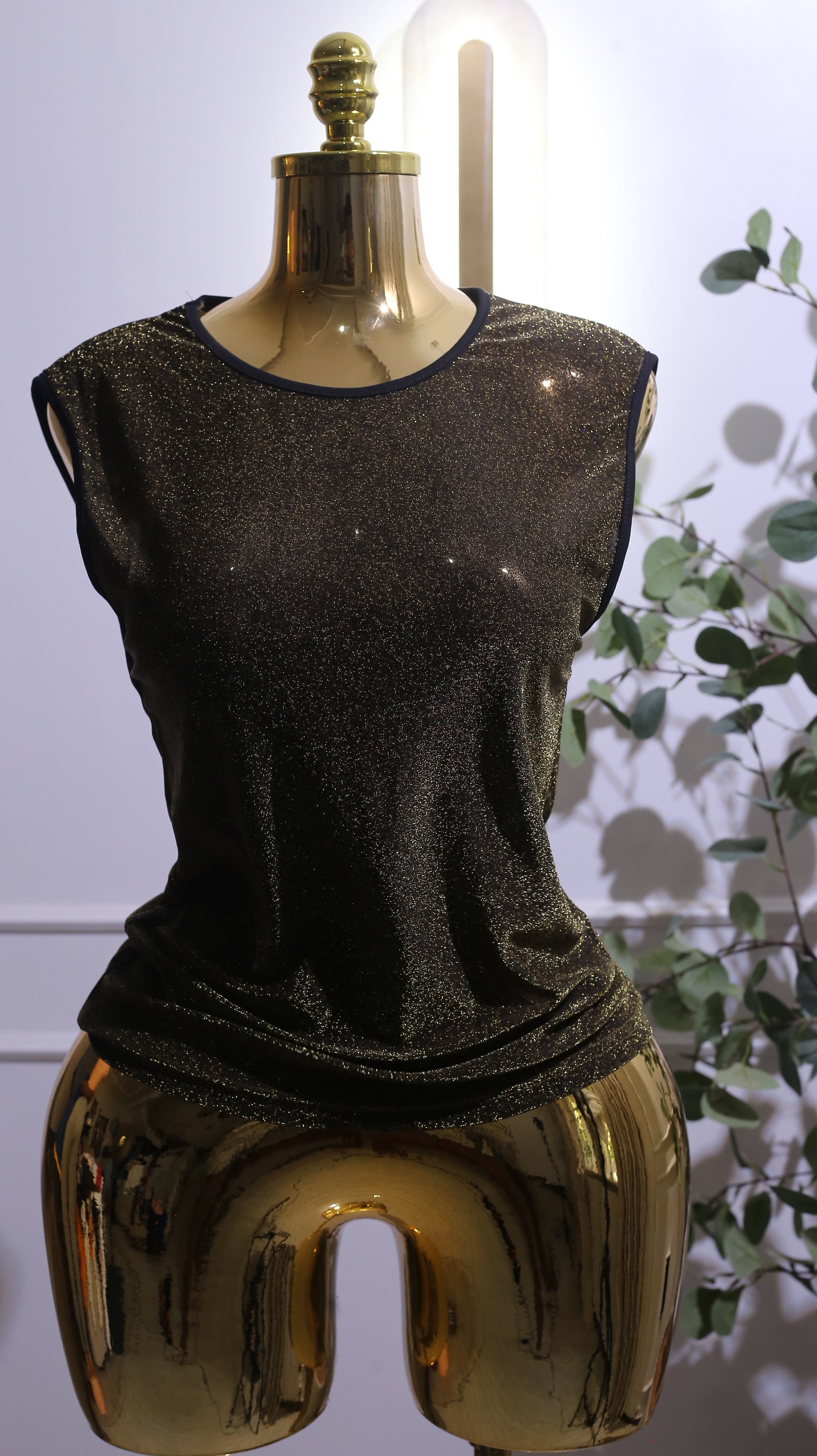 Gold Glitter Sleeveless Top