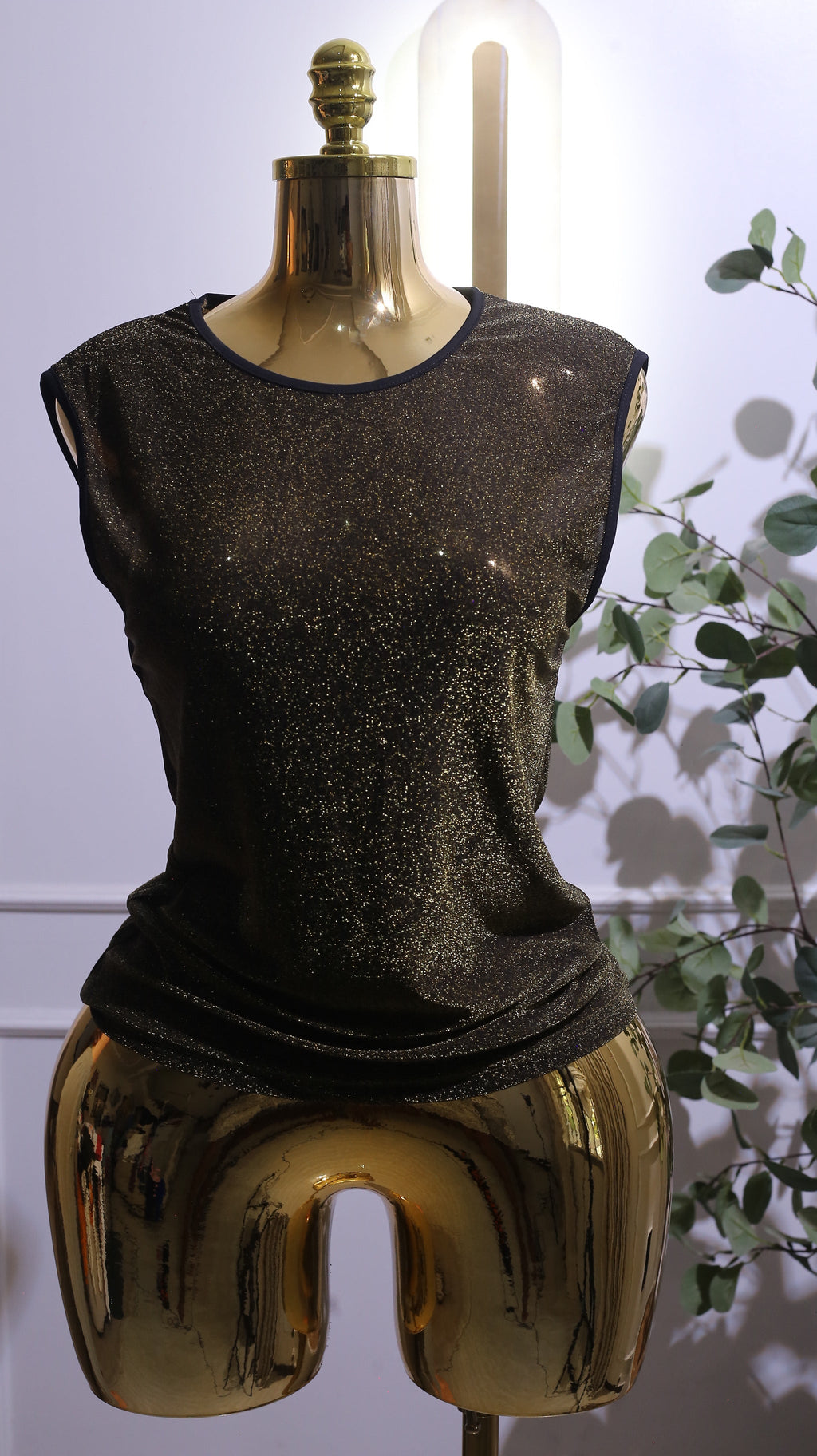 Gold Glitter Sleeveless Top
