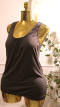 Gray Beyove Sleeveless Tank Top With A Gathered Neckline