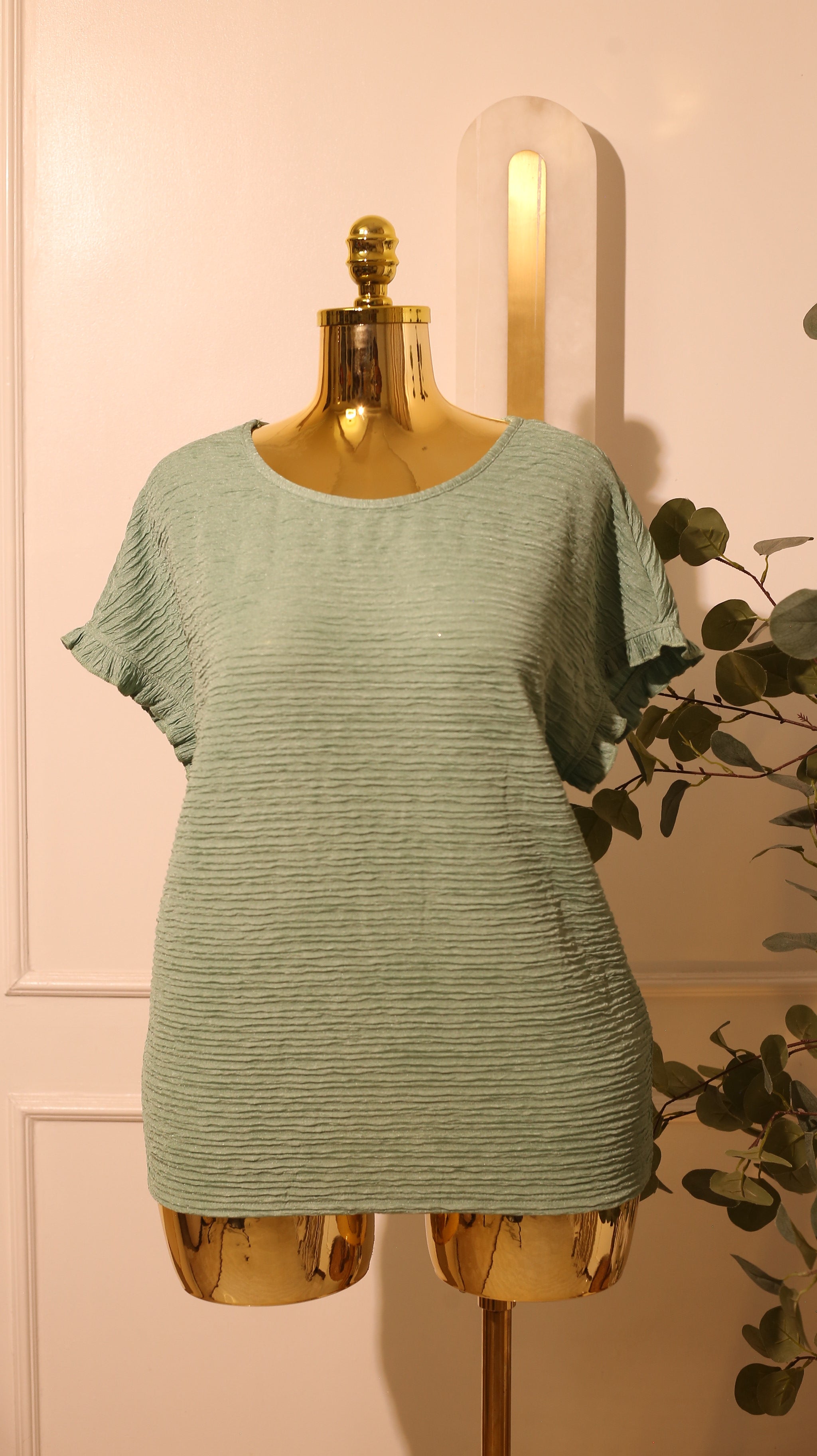 Light Green Crinkle Top – XL