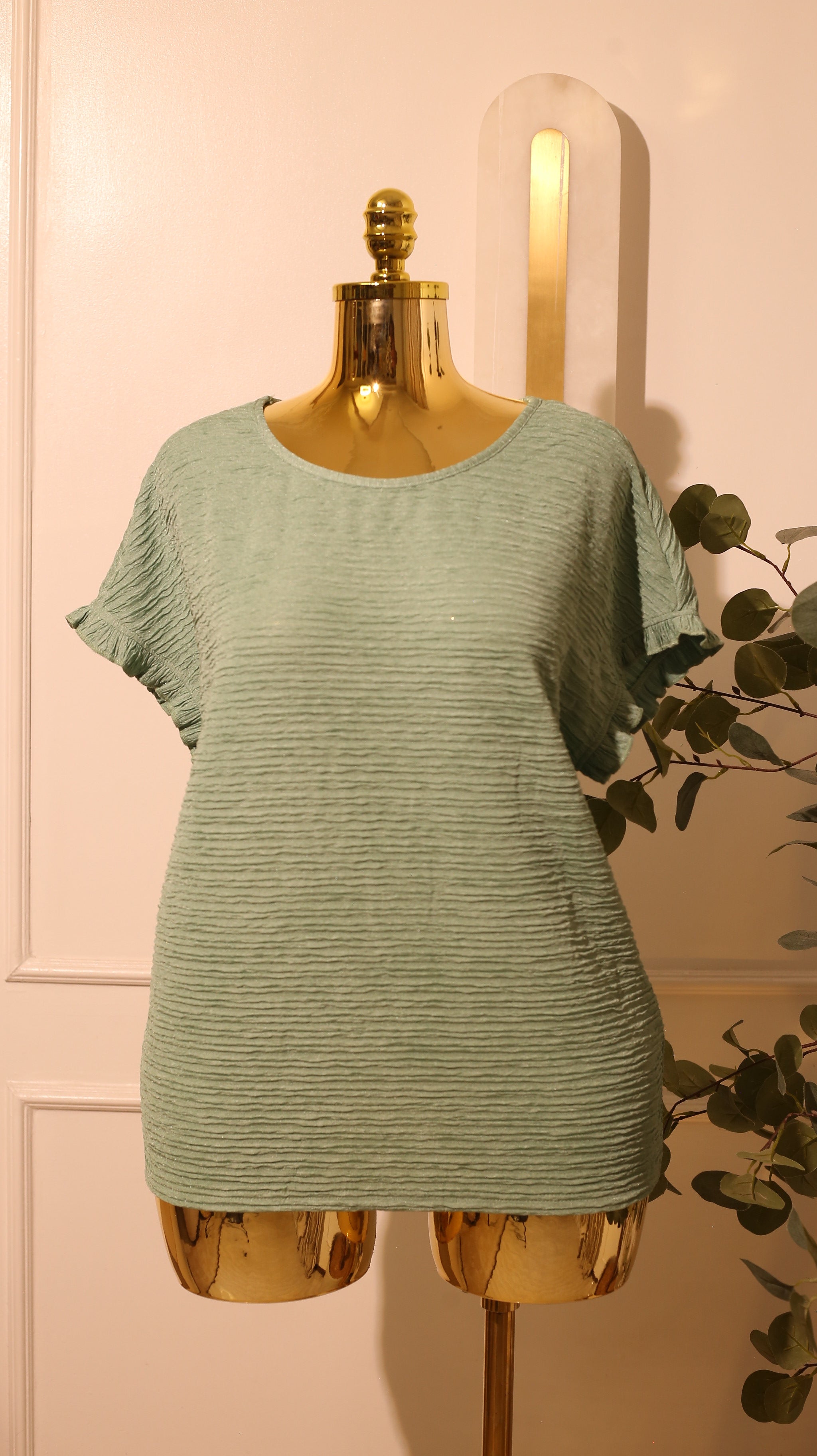 Light Green Crinkle Top – XL