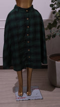 Green Plaid A-Line Midi Skirt