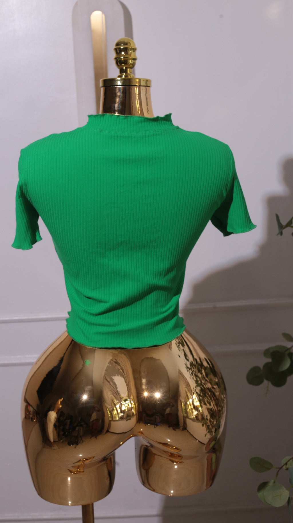 Green Ribbed Graphic T-Shirt