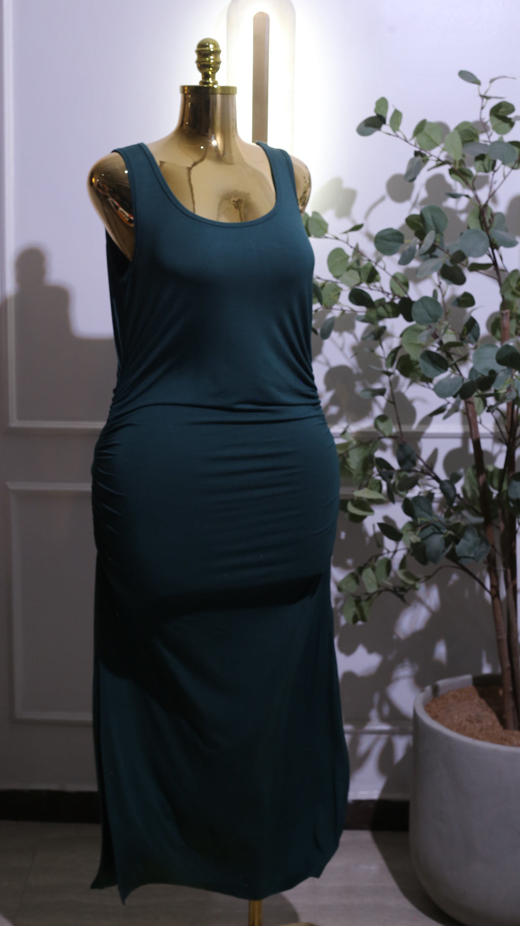 Green Ruched Bodycon Maternity Dress