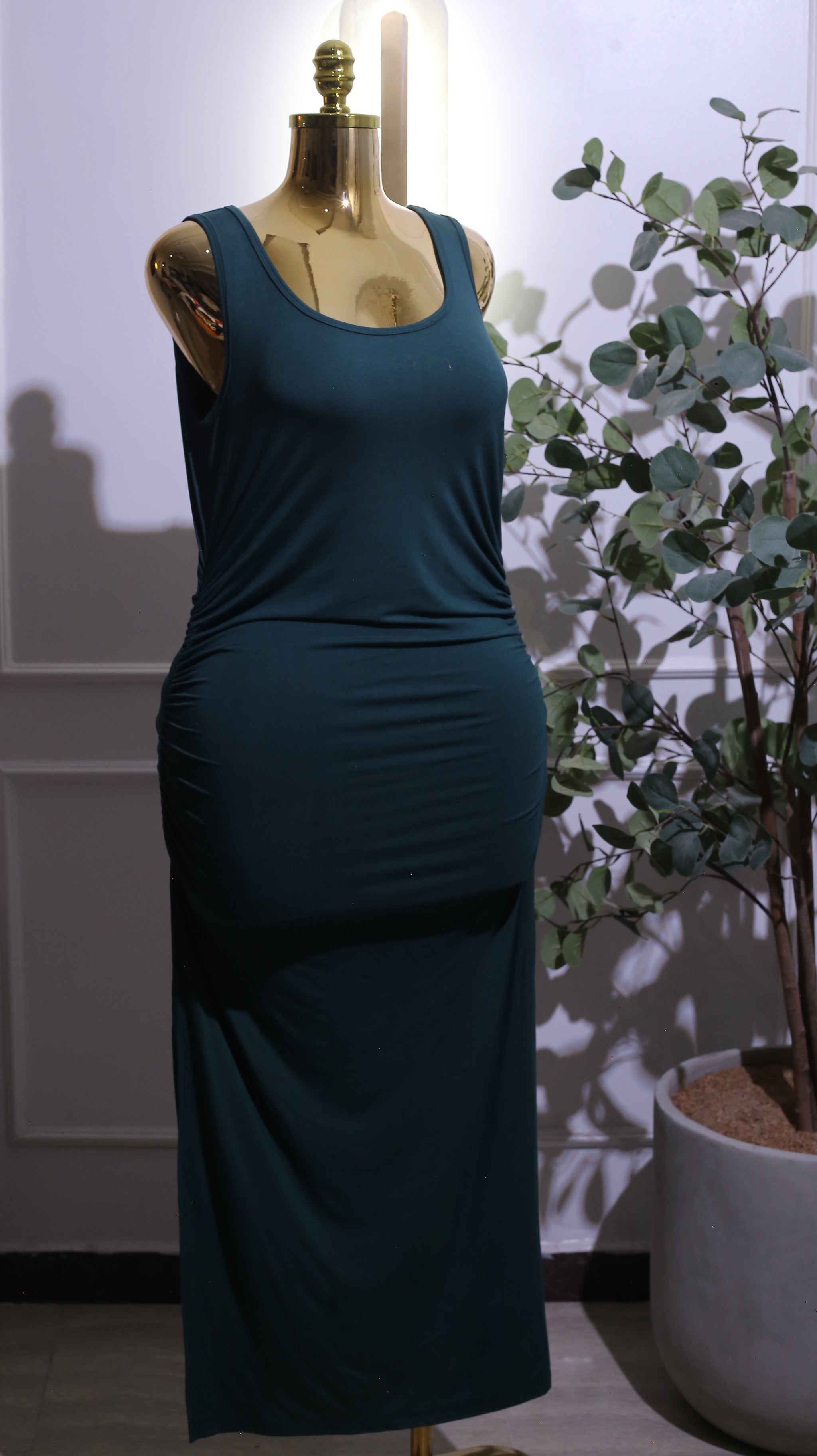 Green Ruched Bodycon Maternity Dress