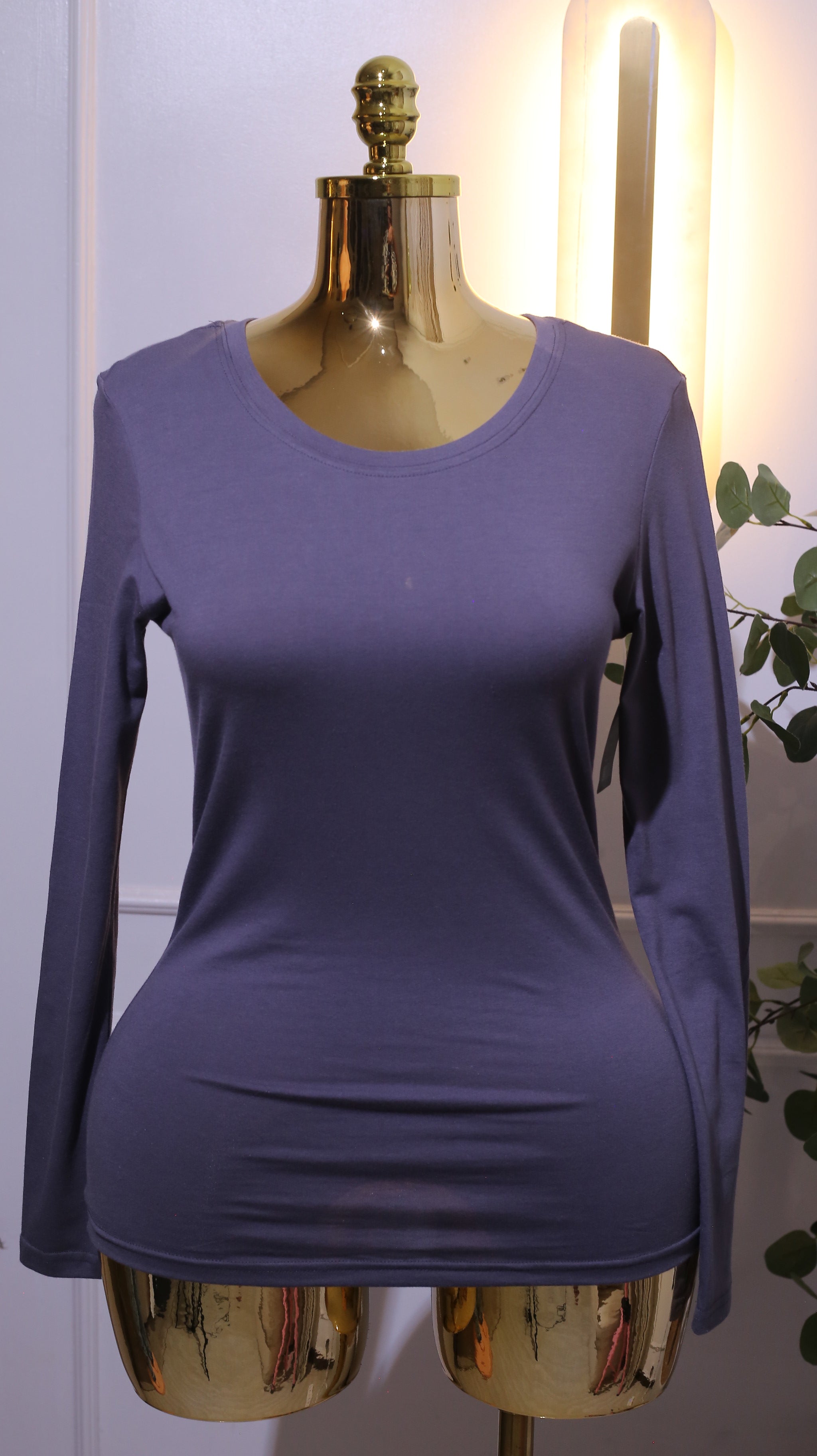 Grey Long-Sleeve Cotton T-Shirt