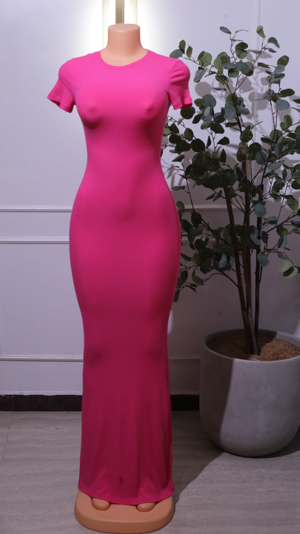 Hot Pink Bodycon Maxi Dress