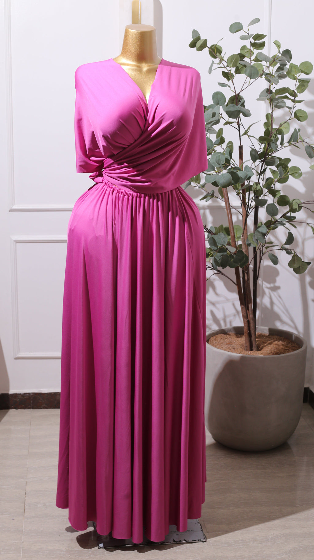 Hot Pink convertible wrap dress