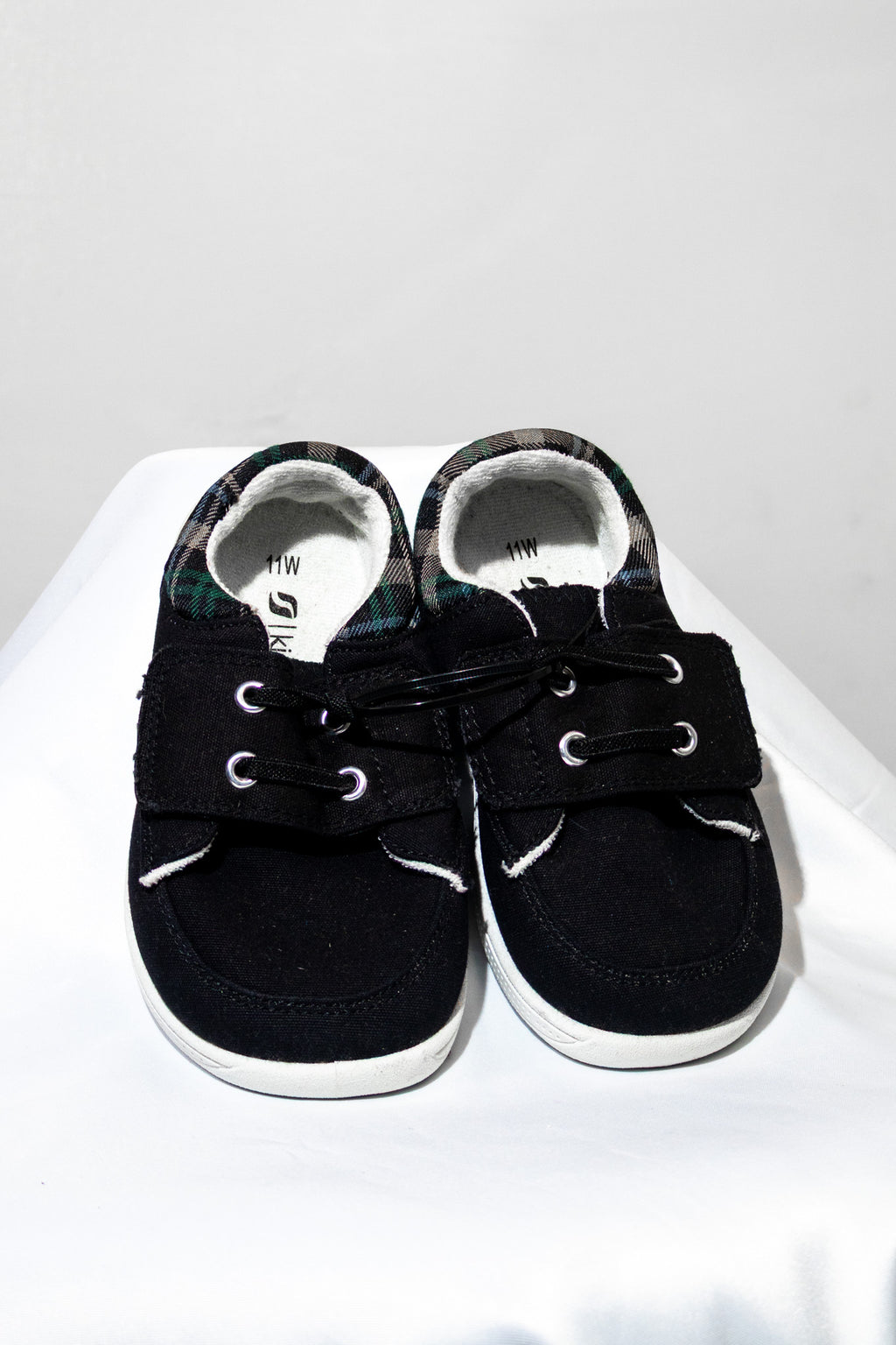 Kids Black Plaid Canvas Shoes