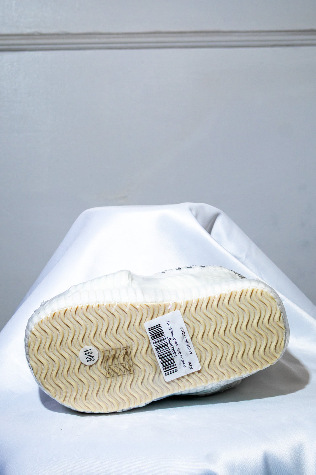 Kids White Corduroy Platform Slippers