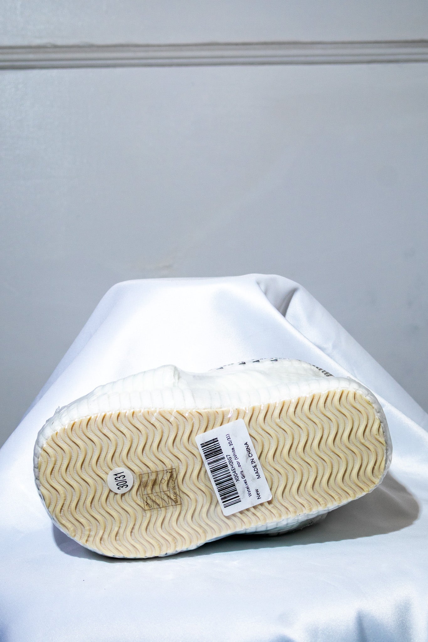 Kids White Corduroy Platform Slippers