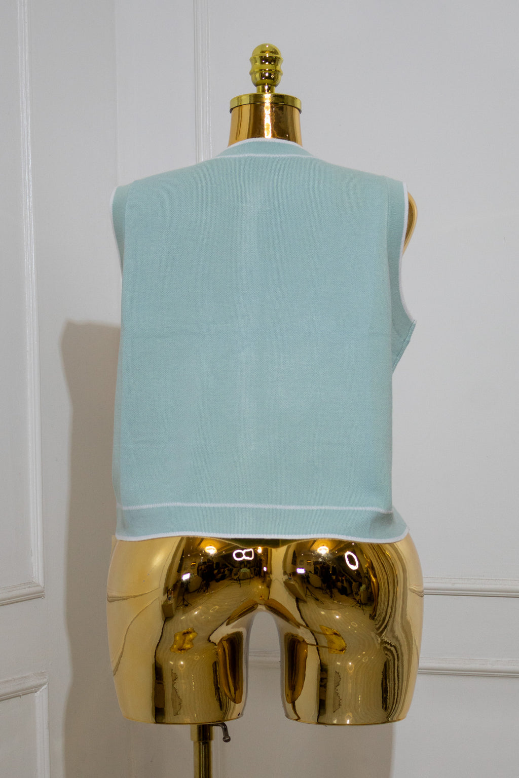 Light Green Knit Cardigan Vest