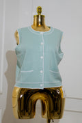 Light Green Knit Cardigan Vest