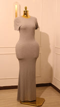 Light Grey Ribbed Bodycon Maxi Dress