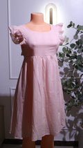 Light Pink Flutter Sleeve Midi Dress