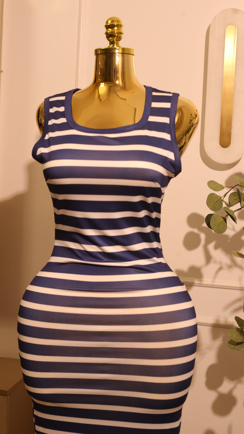 LOFT Blue & White Striped Maxi Dress (Medium)
