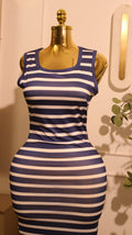 LOFT Blue & White Striped Maxi Dress (Medium)