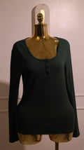 Long-Sleeve Green Henley Top
