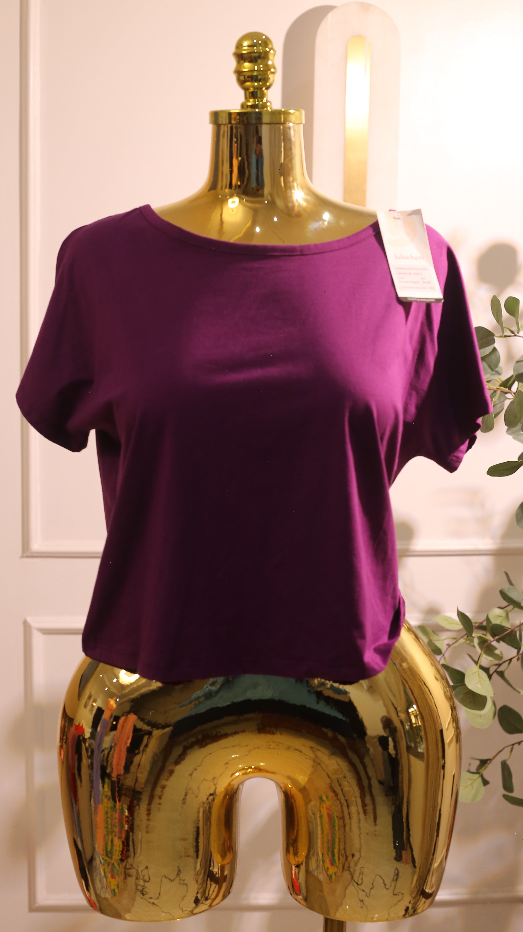 Women'S Pima Cotton Workout Short Sleeve Shirt In A Purple Or Magenta Color