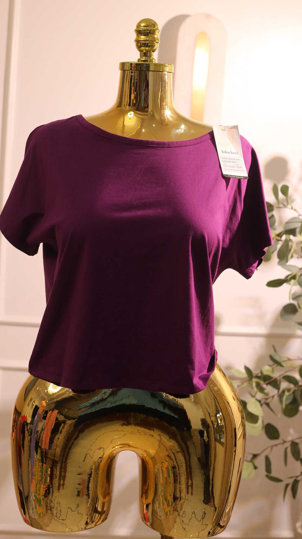 Women'S Pima Cotton Workout Short Sleeve Shirt In A Purple Or Magenta Color
