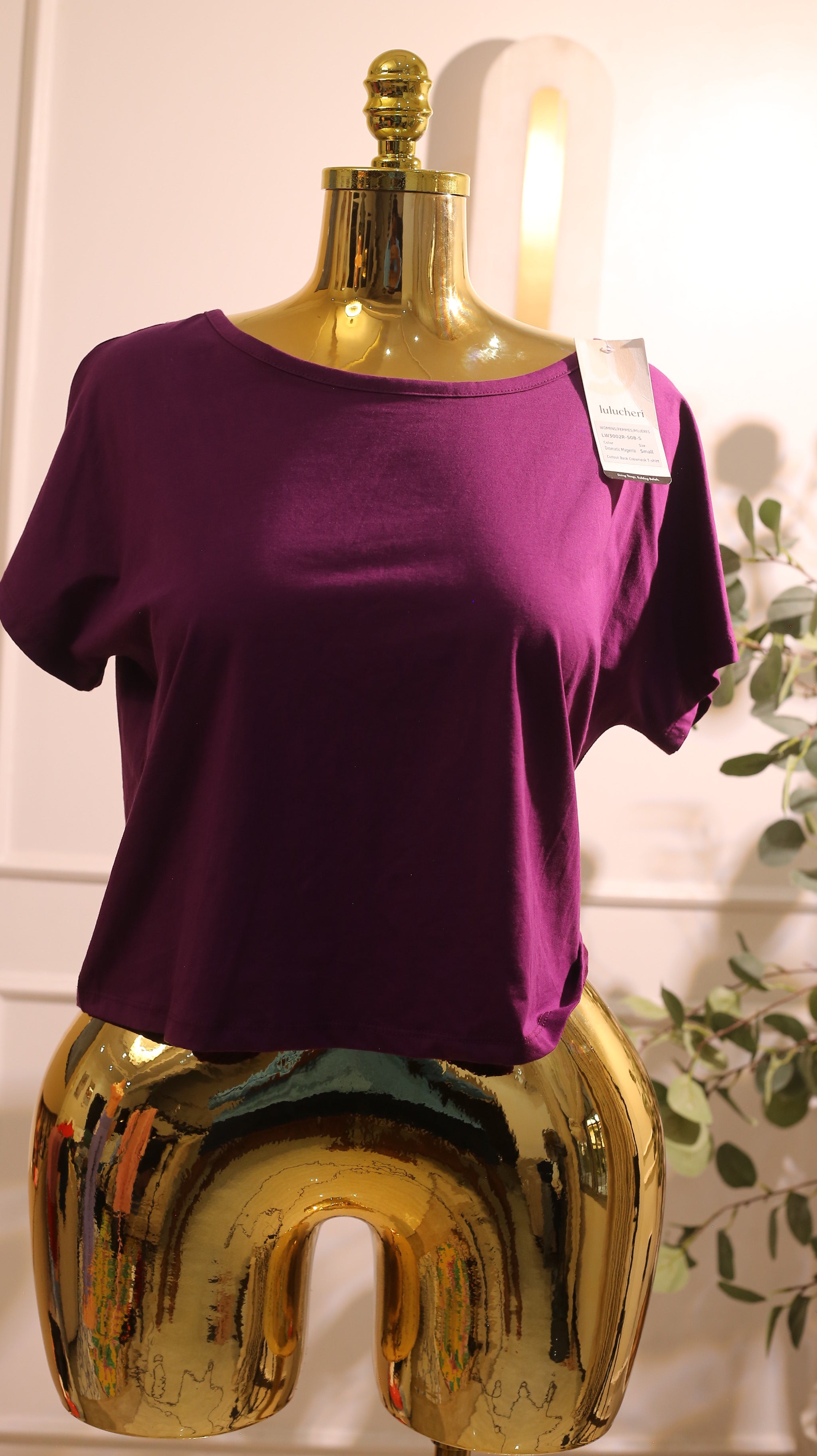 Women'S Pima Cotton Workout Short Sleeve Shirt In A Purple Or Magenta Color