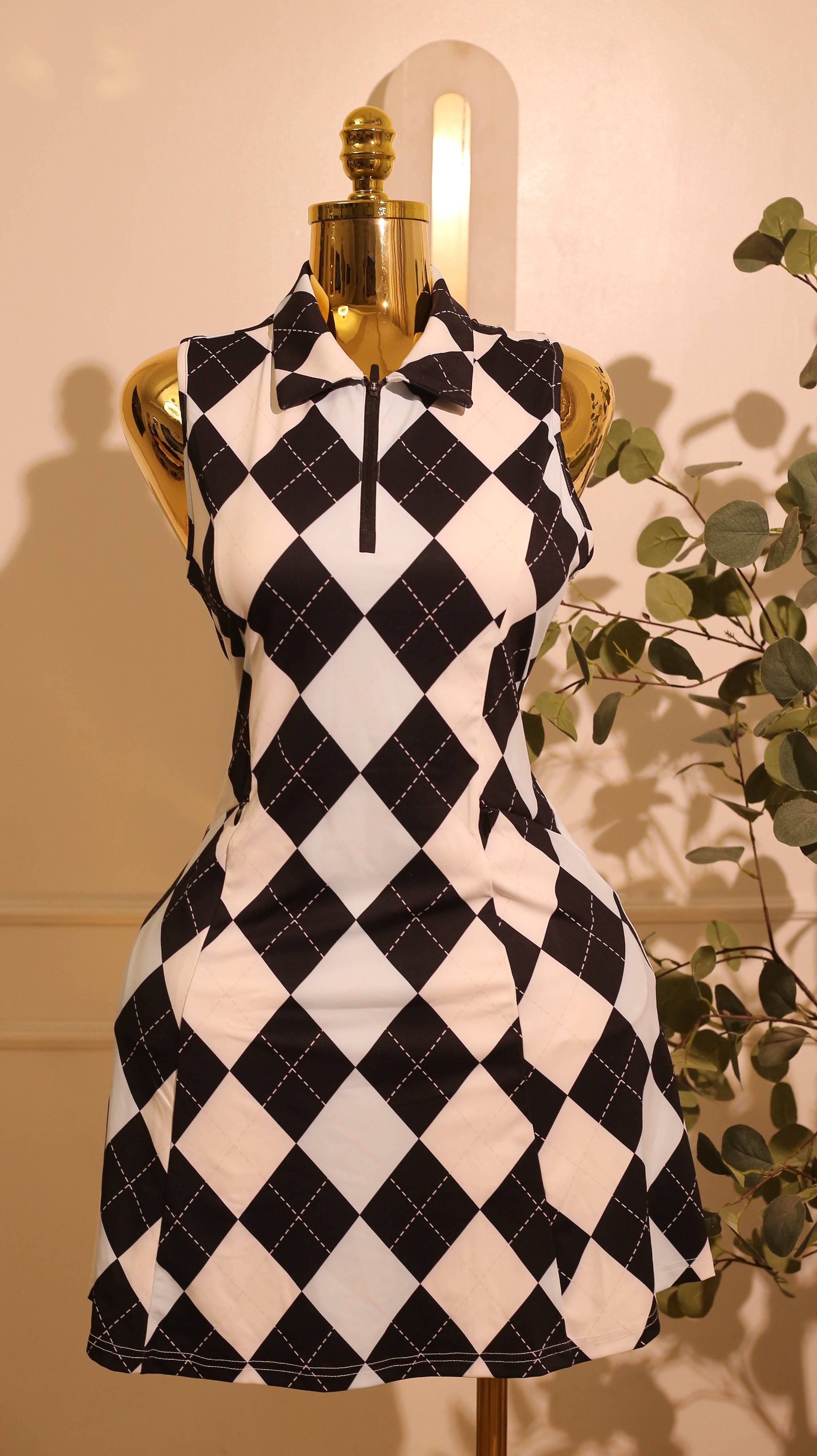 Blue Checkerboard Golf Dress – Medium