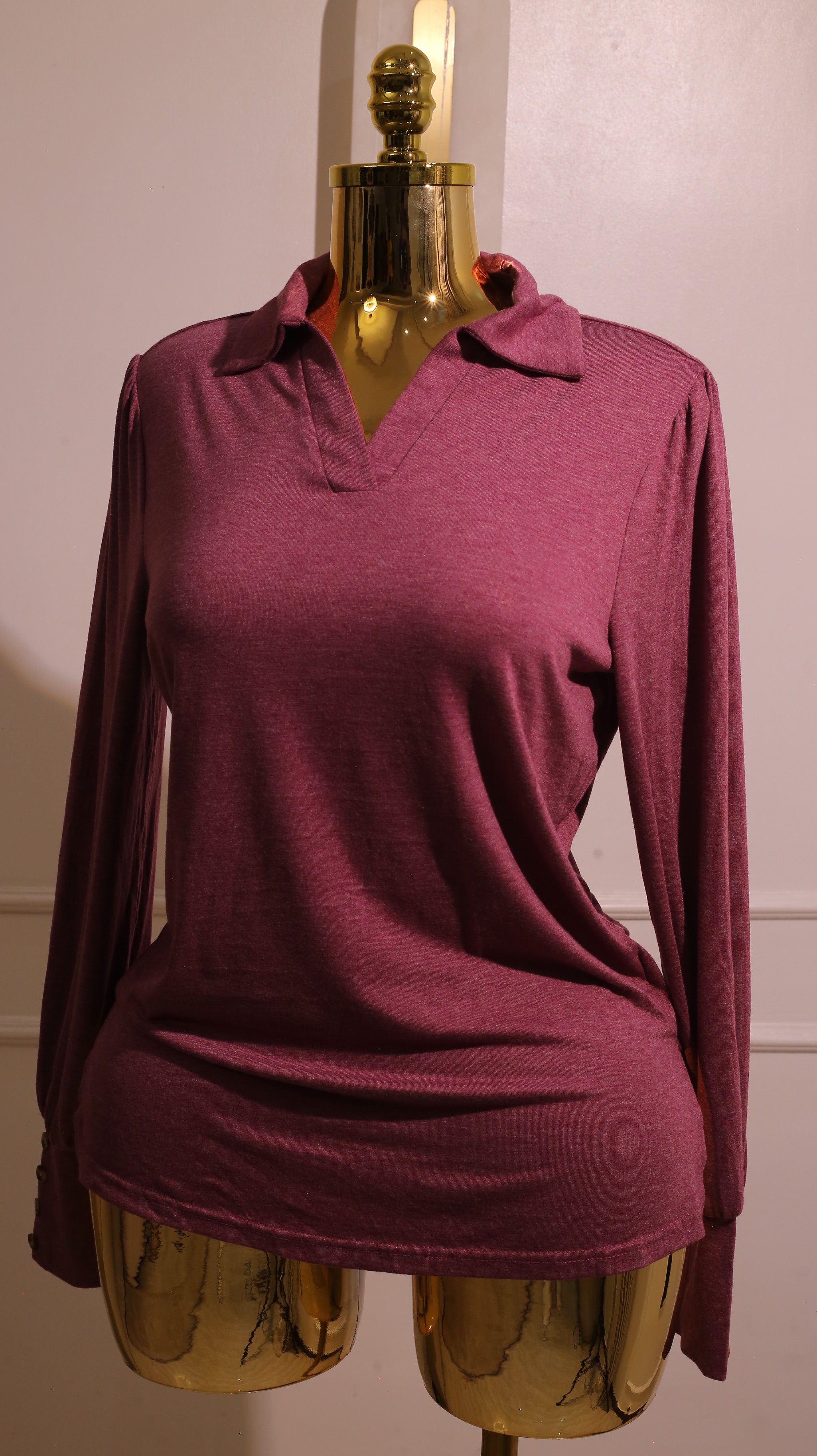 Mauve Long-Sleeved Polo Shirt