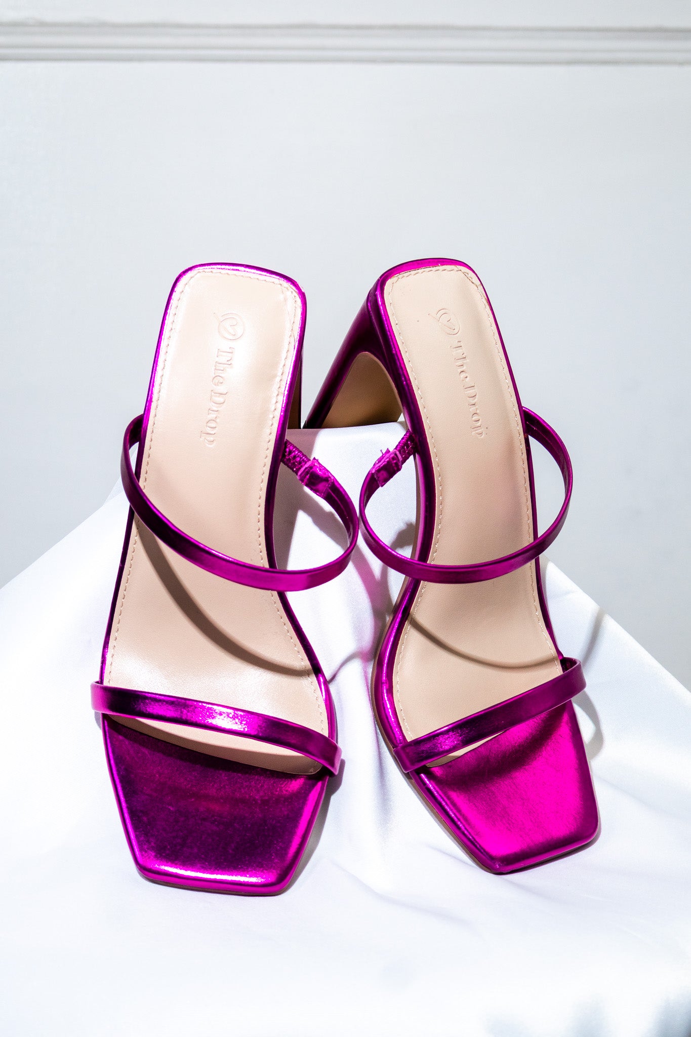 Metallic Pink Block-Heel Sandals