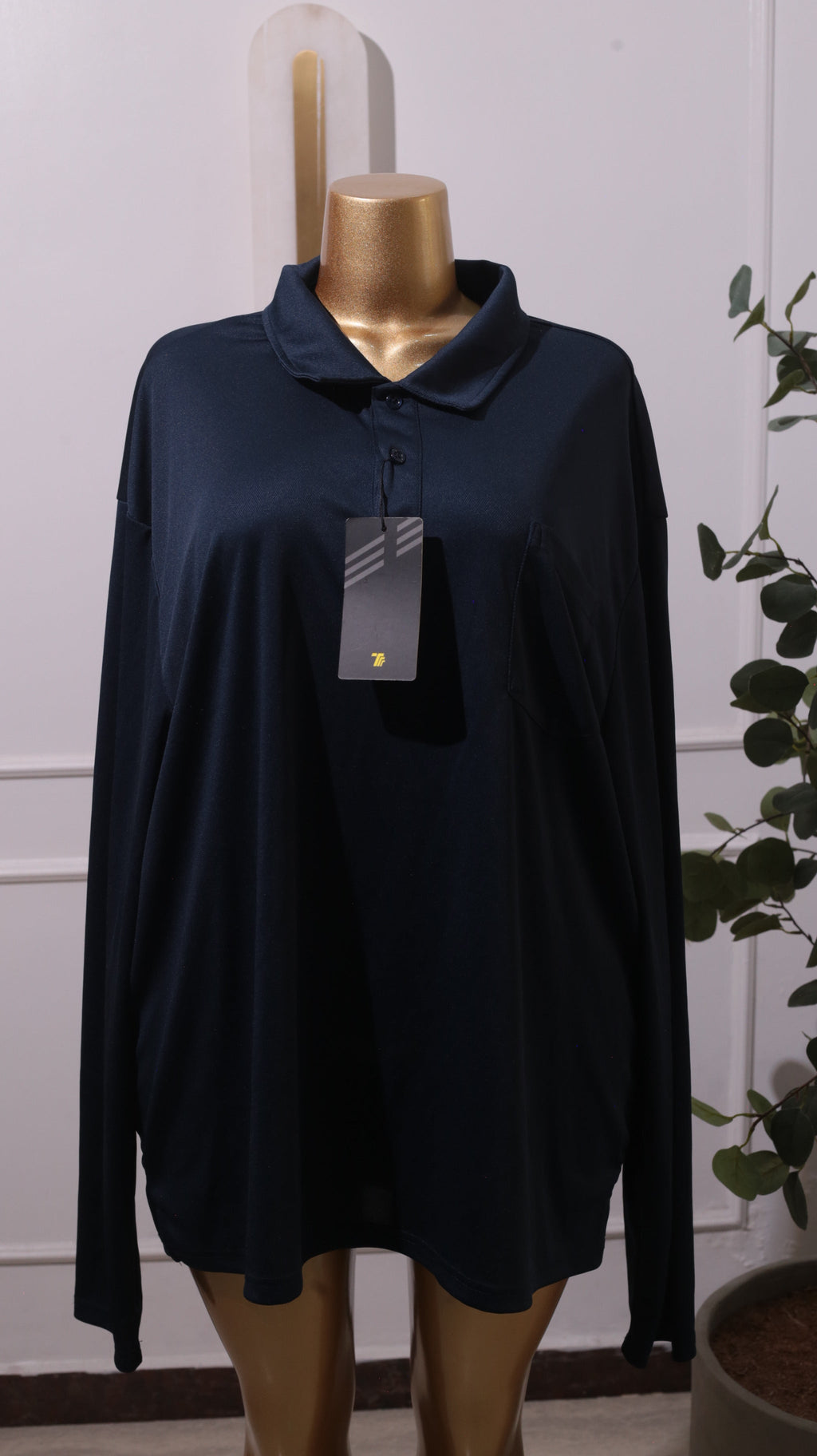 Navy Blue Long-sleeve Polo Shirt