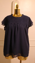 Navy Blue Smock Top With Cap Sleeves