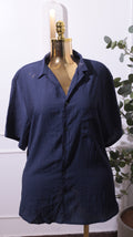 Navy Blue Textured Collared Shirt