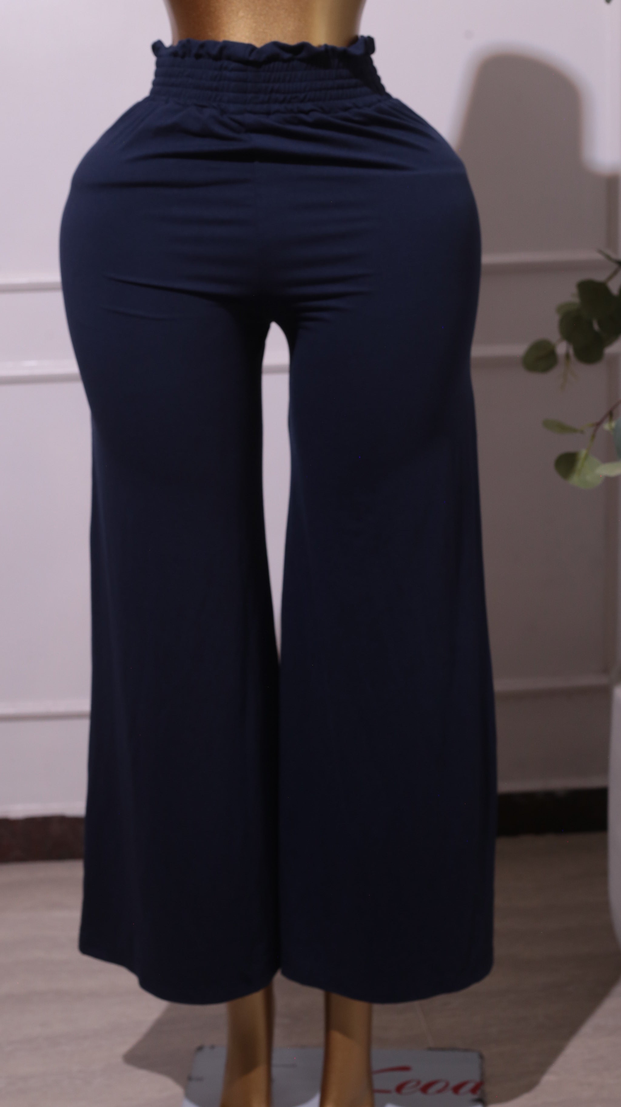 Navy Blue Wide-Leg Palazzo Pants