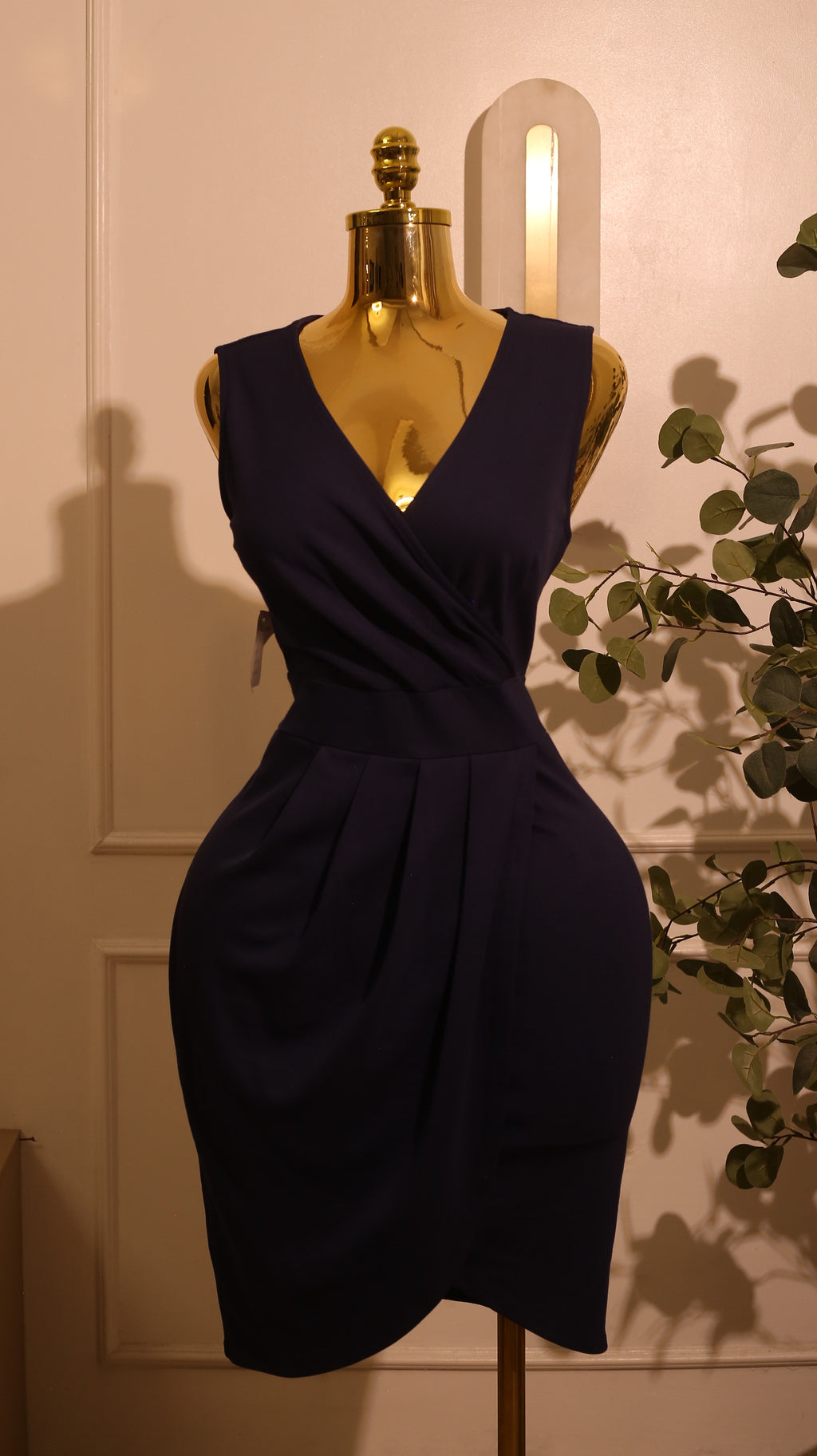 Navy Blue Wrap Midi Dress