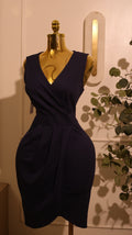 Navy Blue Wrap Midi Dress