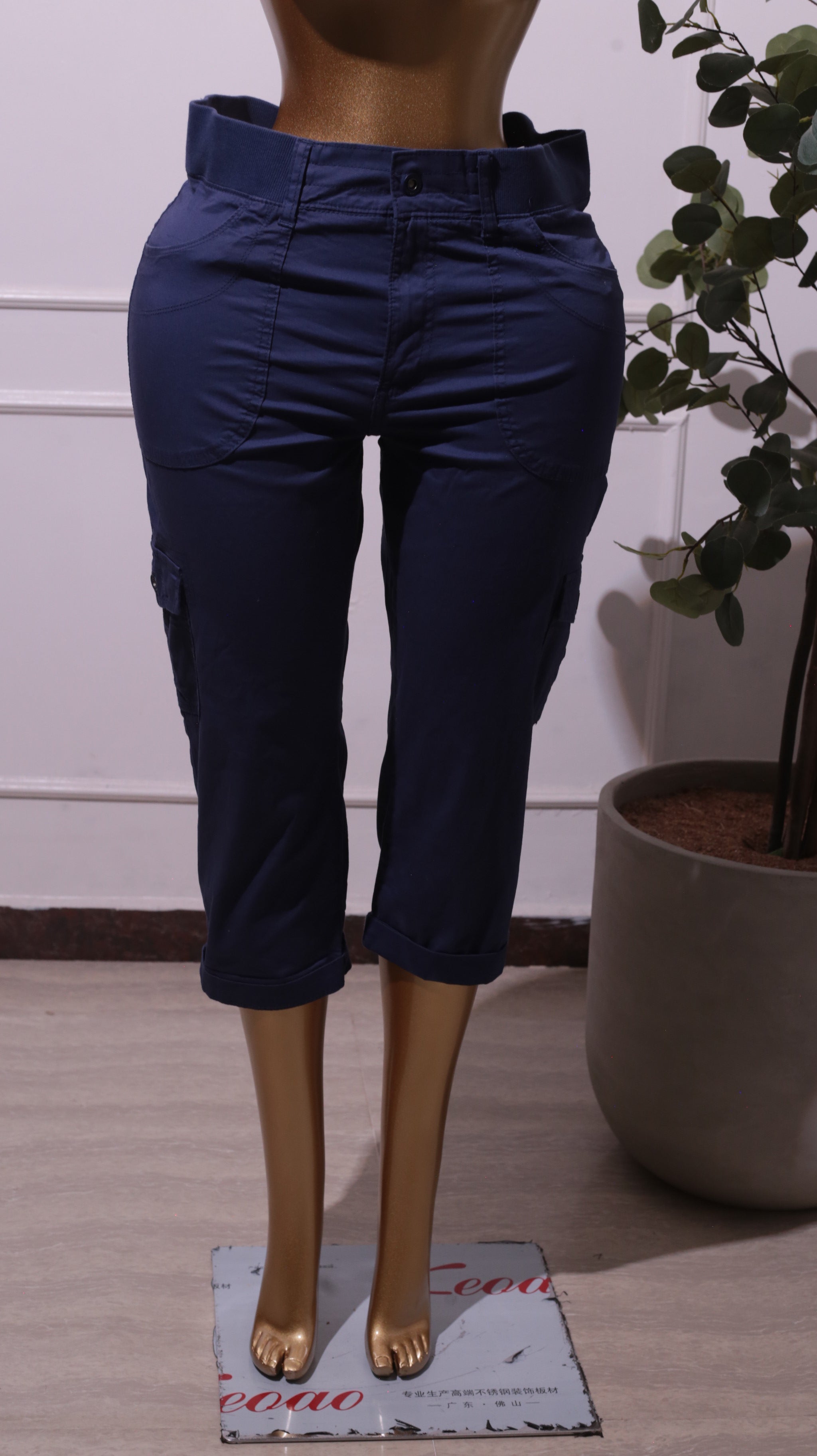 Navy Cargo Capri Pants