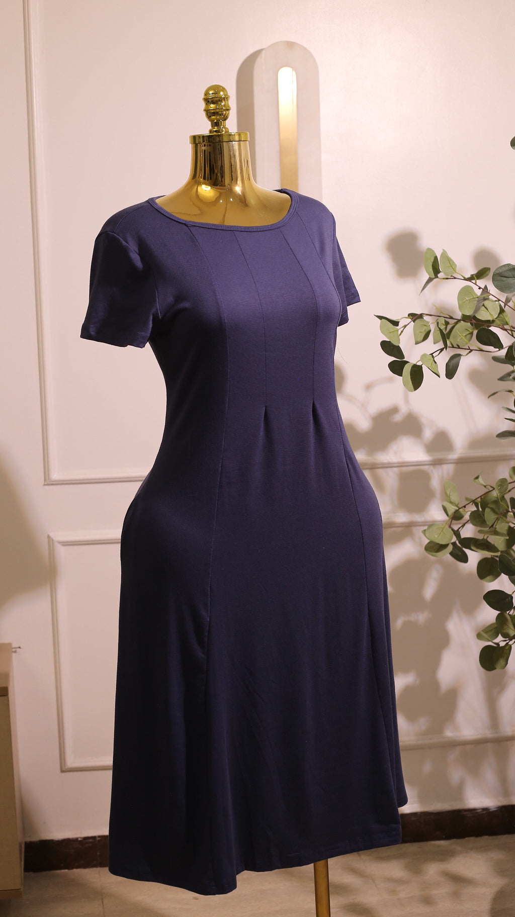 Navy Fit & Flare Maxi Dress