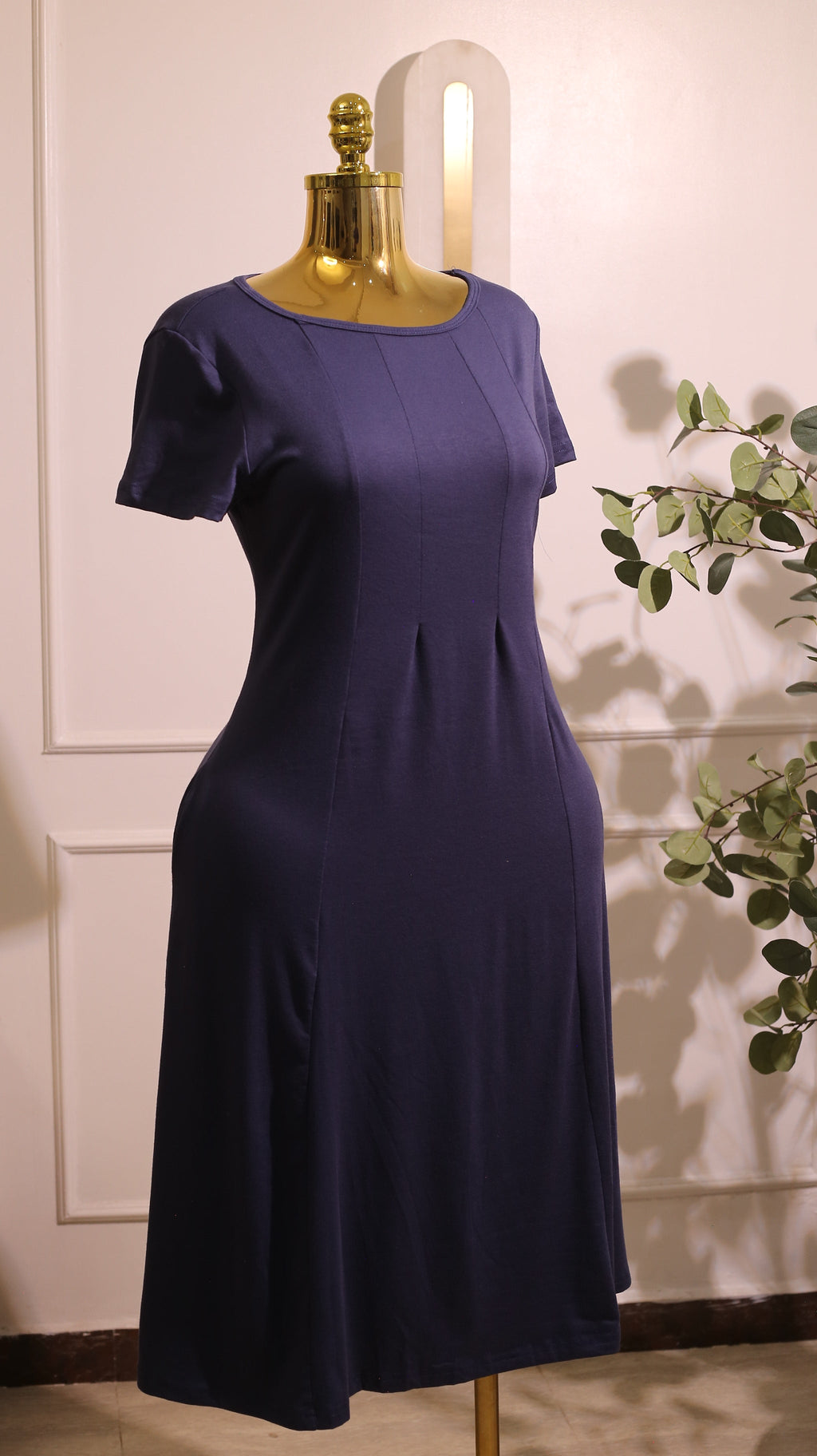 Navy Fit & Flare Maxi Dress