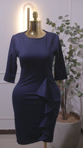 Navy Ruffle Front Dress