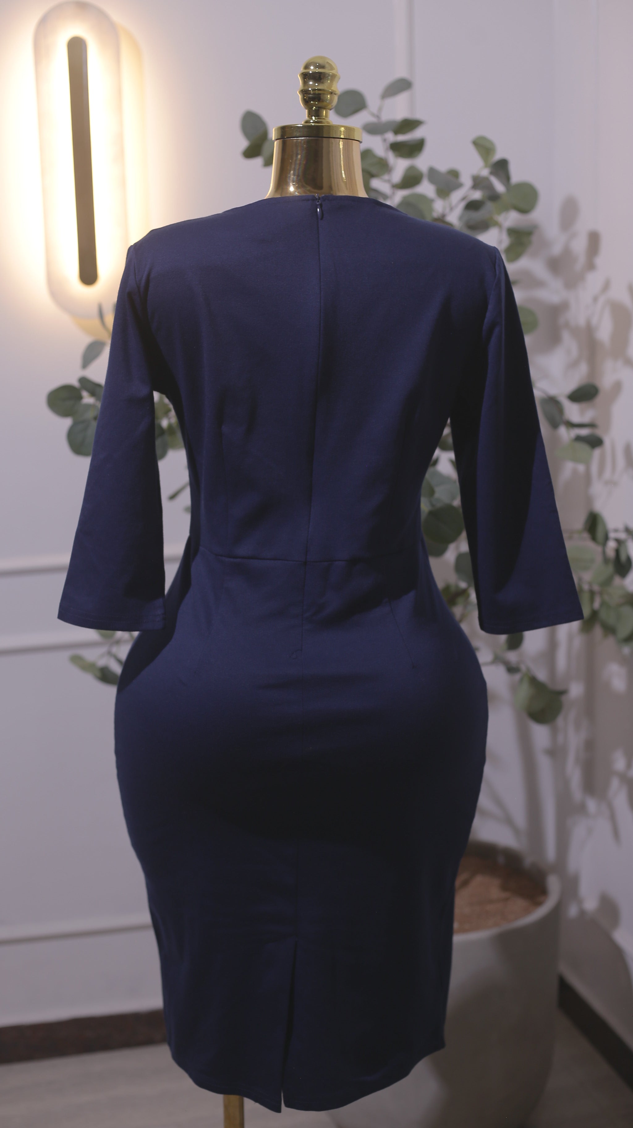 Navy Ruffle Front Dress
