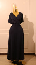 Navy Jersey Surplice Maxi Dress