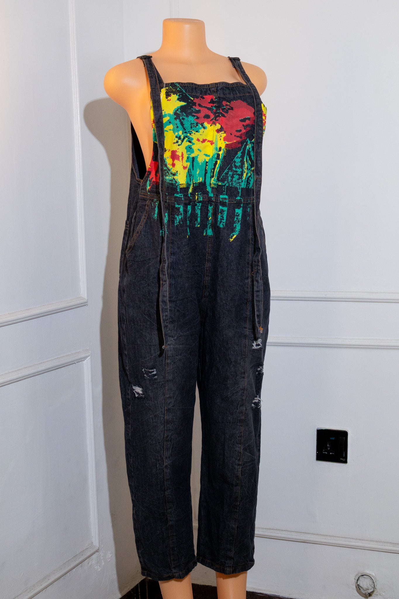 Painted Denim Bib Overalls