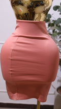 Peach Pull-On Pencil Skirt