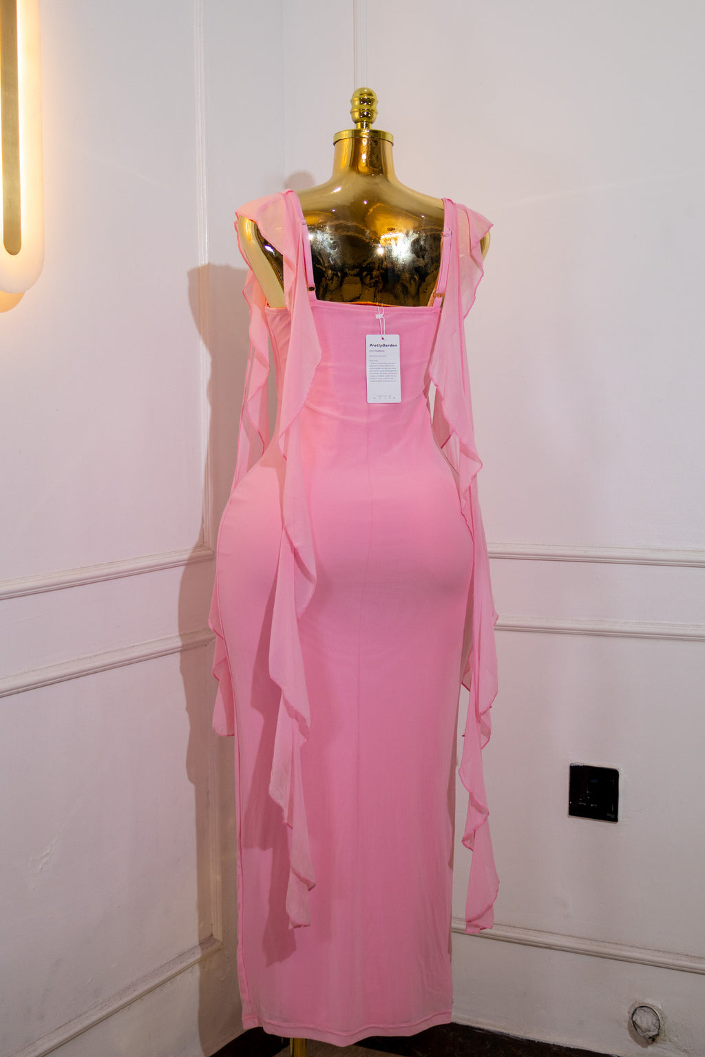Pink Mesh Maxi Dress
