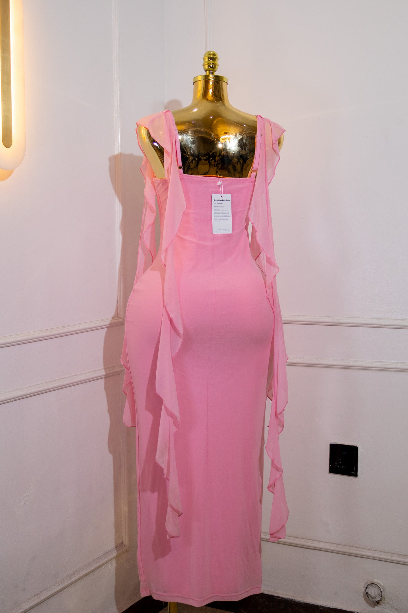 Pink Mesh Maxi Dress