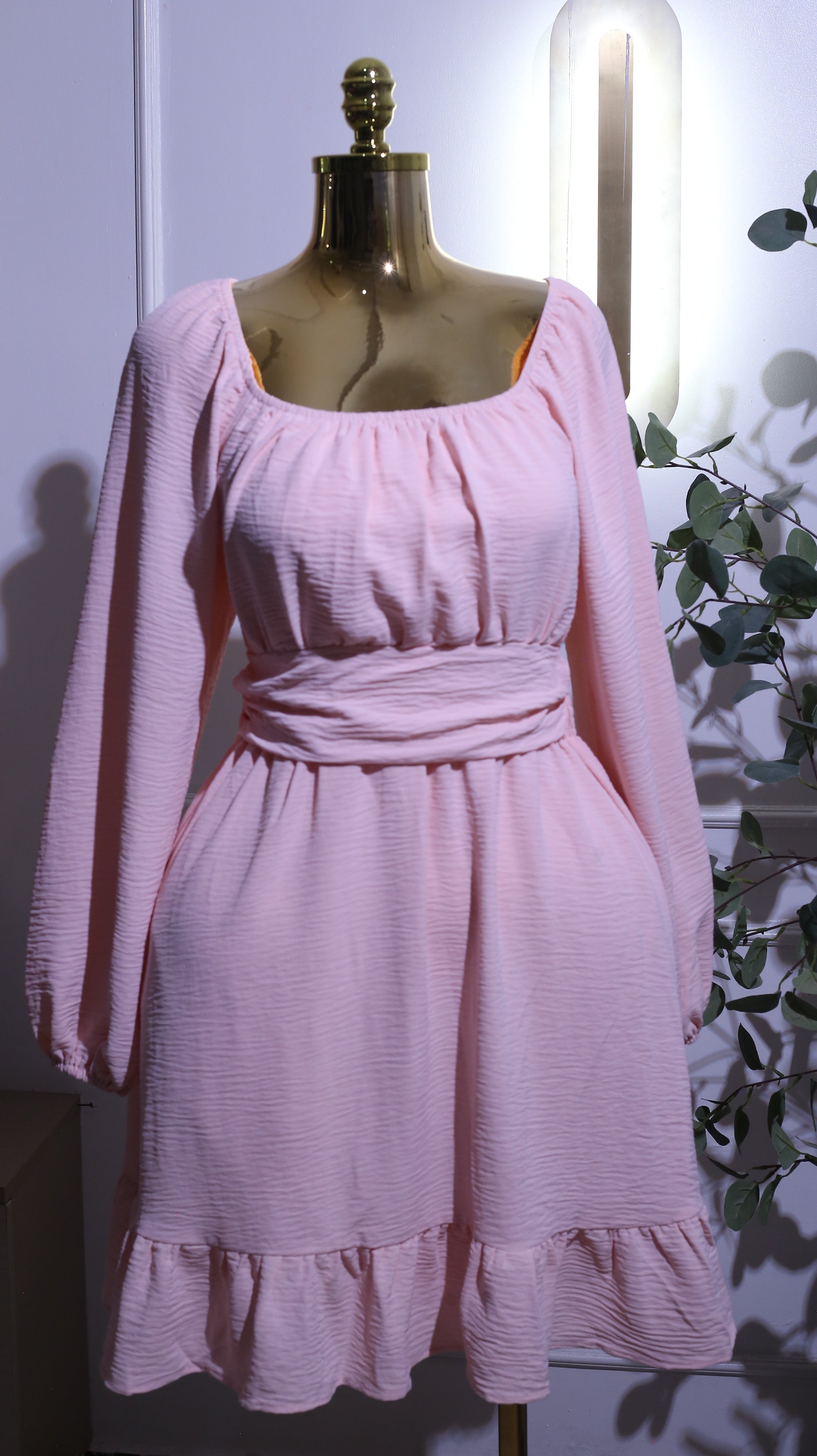 Pink Off-Shoulder Ruffled Dress
