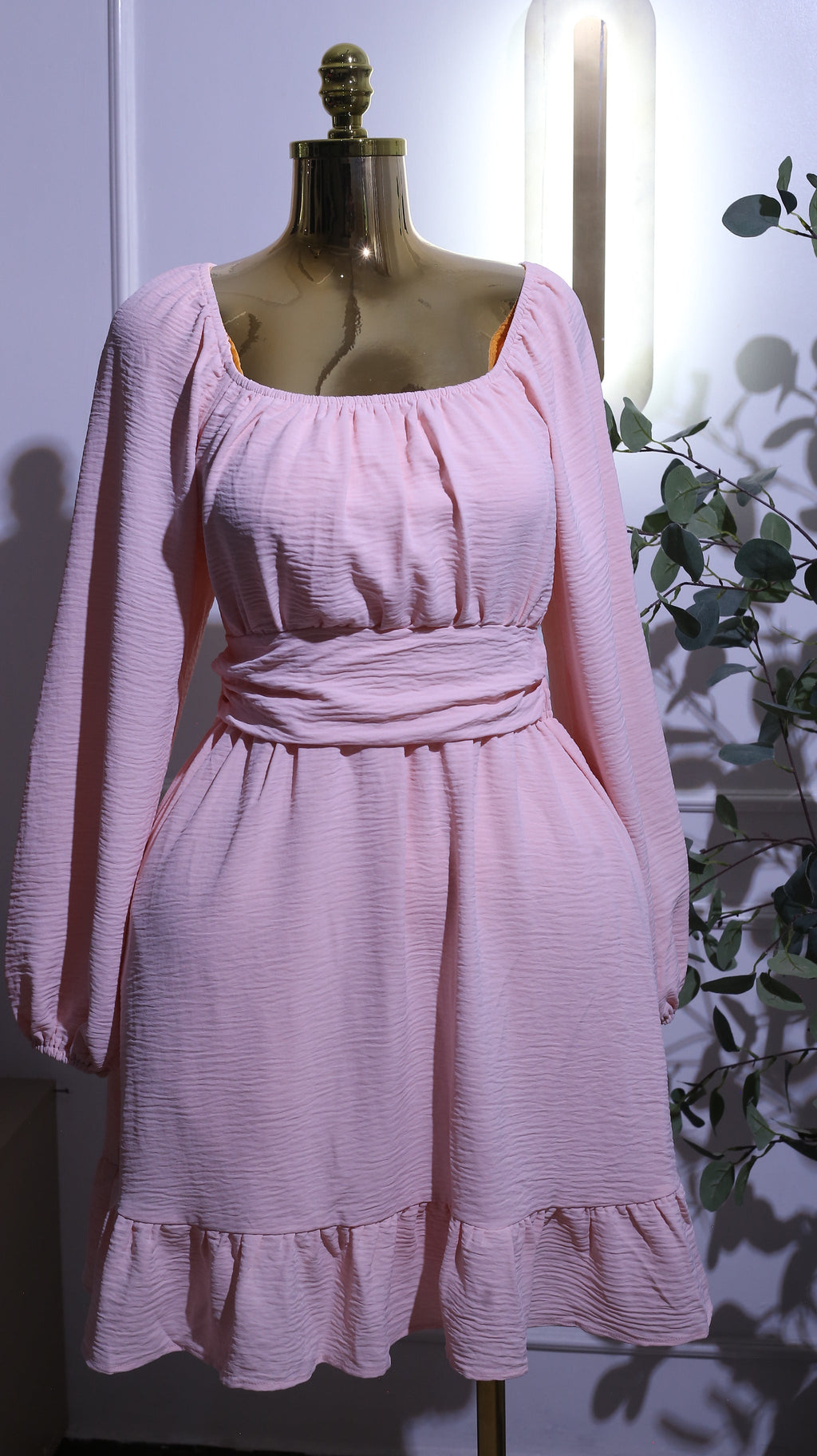 Pink Off-Shoulder Ruffled Dress